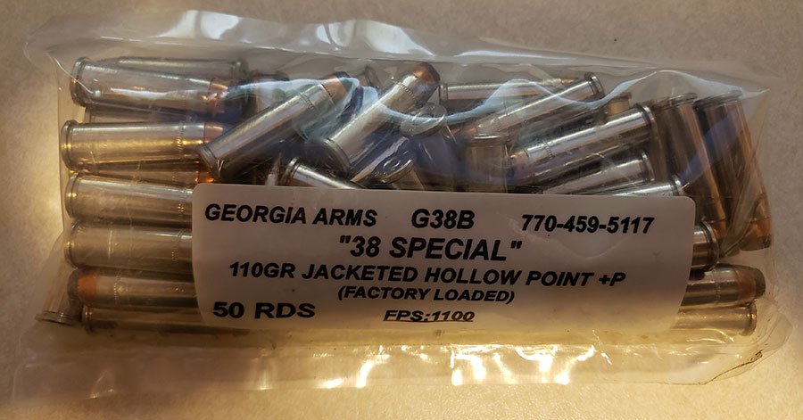 .38 Special Georgia Arms 110gr Jacketed Hollow Point +P - 600rds - $420 ($35/50rds)