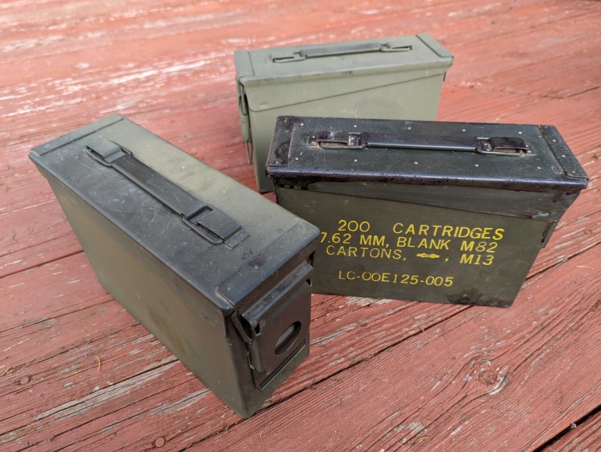 Three 30 cal ammo cans