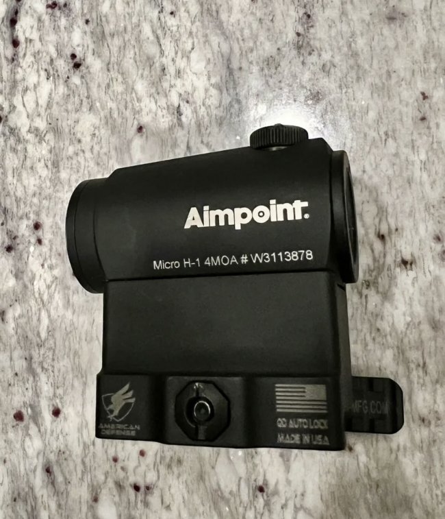 Aimpoint Micro H1 4 MOA Red Dot with American Defense Cowitness QD Mount