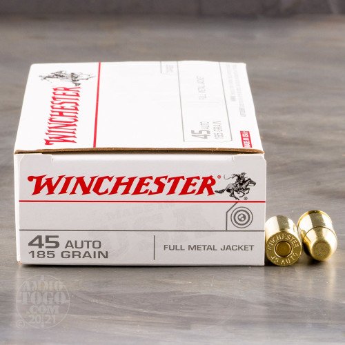 Winchester 45 AUTO 185GR FMJ  (2-50CT) NEW