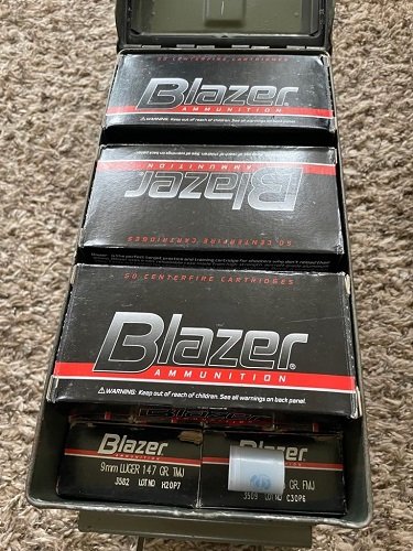 850 Rounds of 9mm Ammo by CCI Blazer Cleanfire - 147gr TMJ with Can