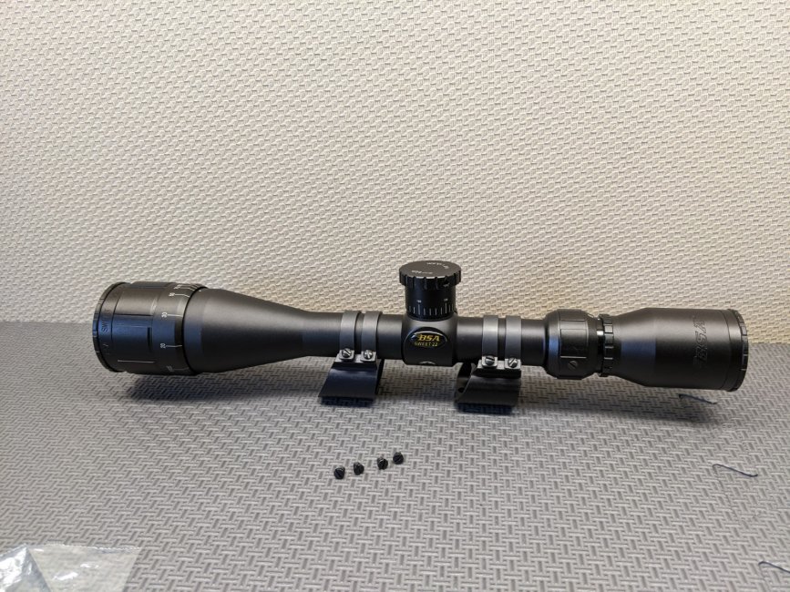 BSA Sweet .22 3-9x40mm Scope with 10/22 Rings.