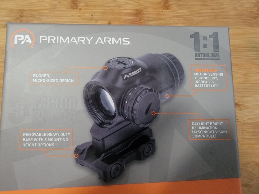 Used Primary Arms SLX 3X MicroPrism with Red Illuminated ACSS Raptor 5.56/.308 Reticle