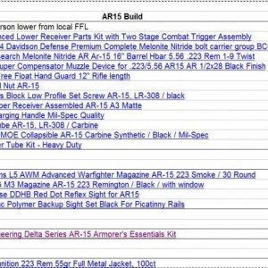 Ar15 Build List